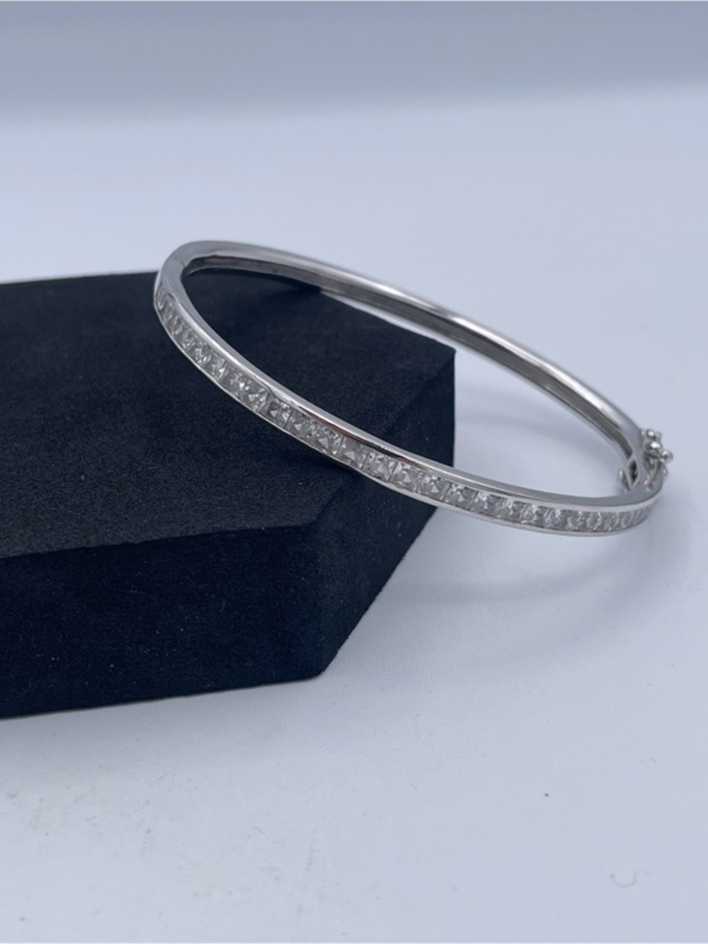 Epiphany Sterling Silver 925 Diamonique Princess Cut Channel Set Platinum Clad